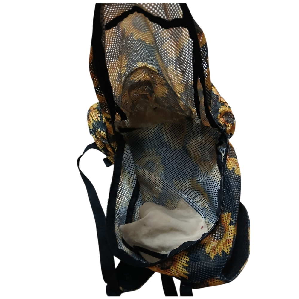 Sunflower Mesh Allover Print Full Size Black Backpack - Picture 4 of 5